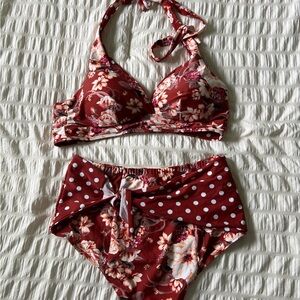 Floral Red Bikini Set